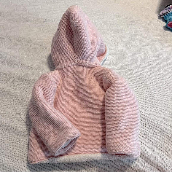 Carter’s Light Pink Girls Knit Button Down Coat Size 12 Months Sherpa Lined - Picture 4 of 5